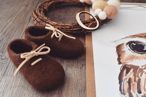 Alpaca Felt Shoes - Dark Chocolate
